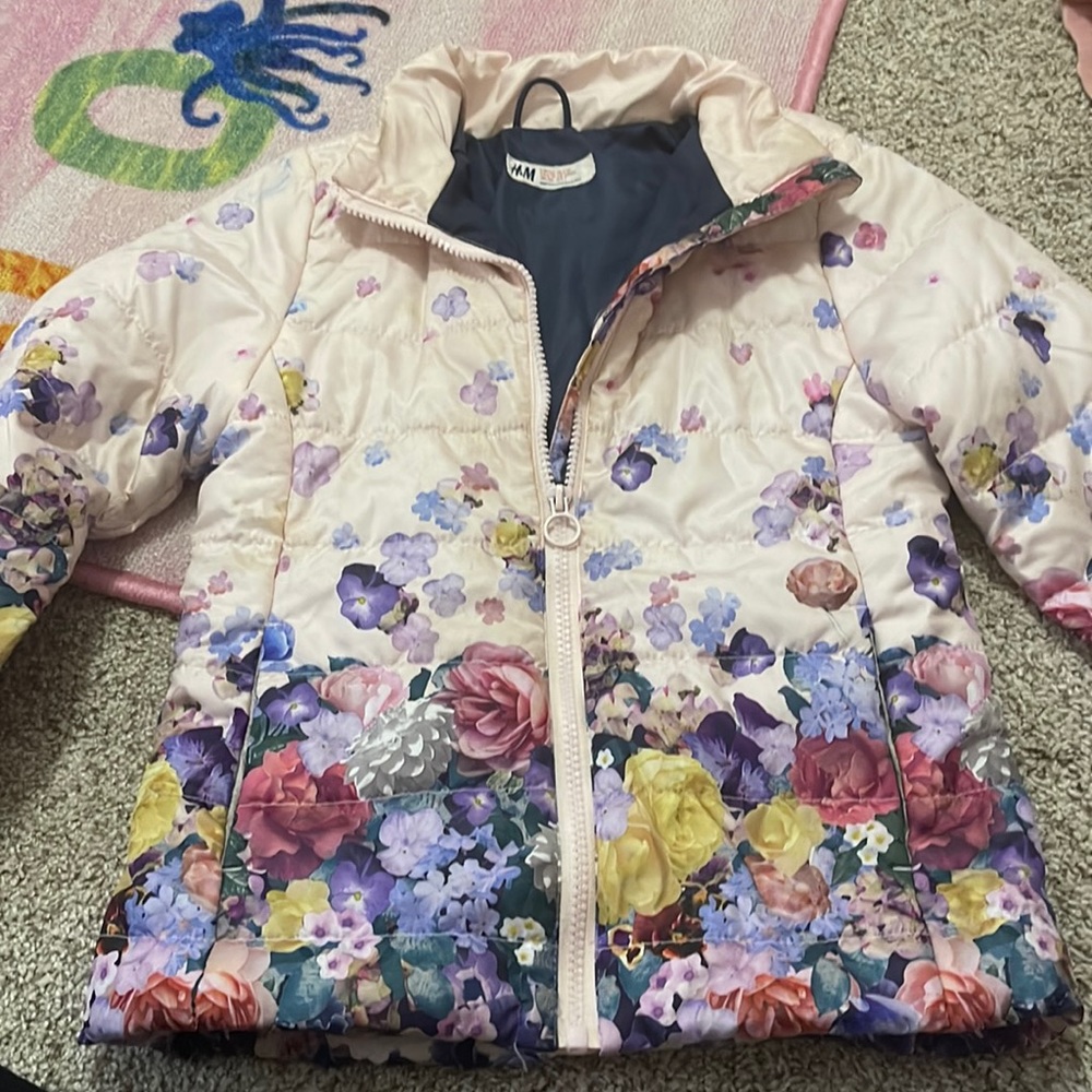 Floral puffer coat